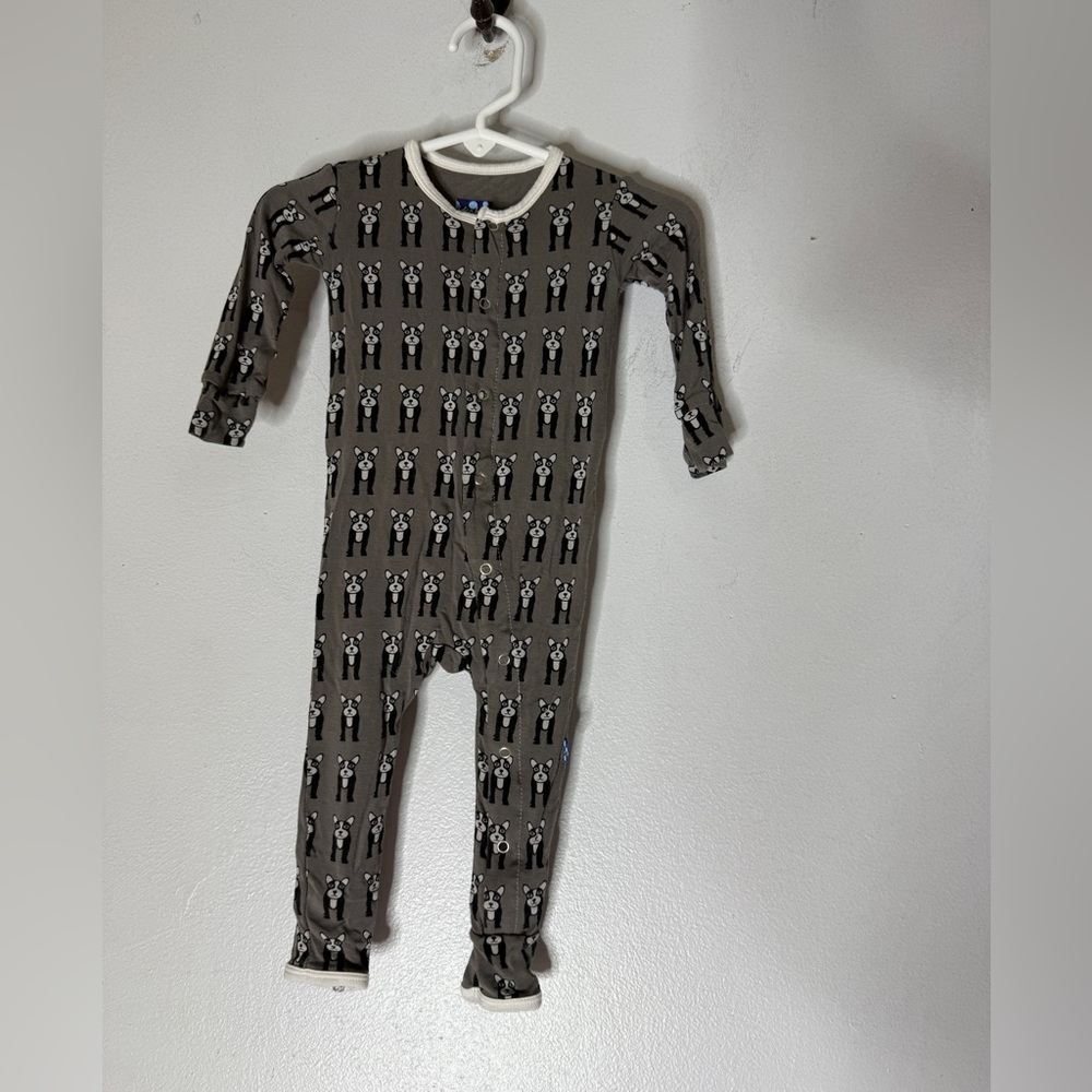 kickee pants One Piece‎ Coverall With Snaps French Bulldog 9-12 Months